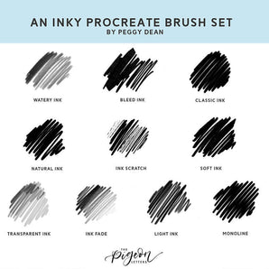 Swatches of different Procreate brushes for drawing