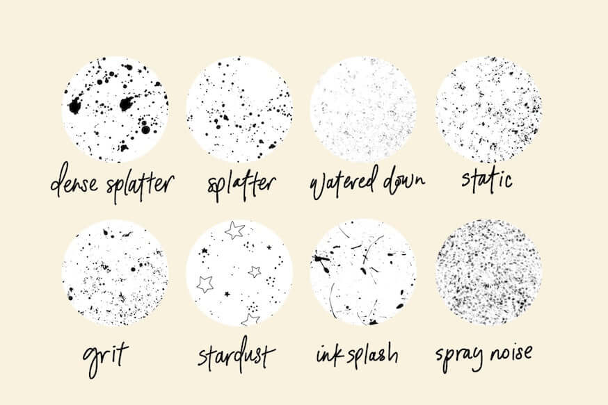 Swatches of Procreate brushes to add texture