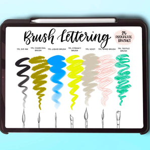 Swatches of the Procreate brush lettering pack