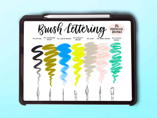 Swatches of the Procreate brush lettering pack