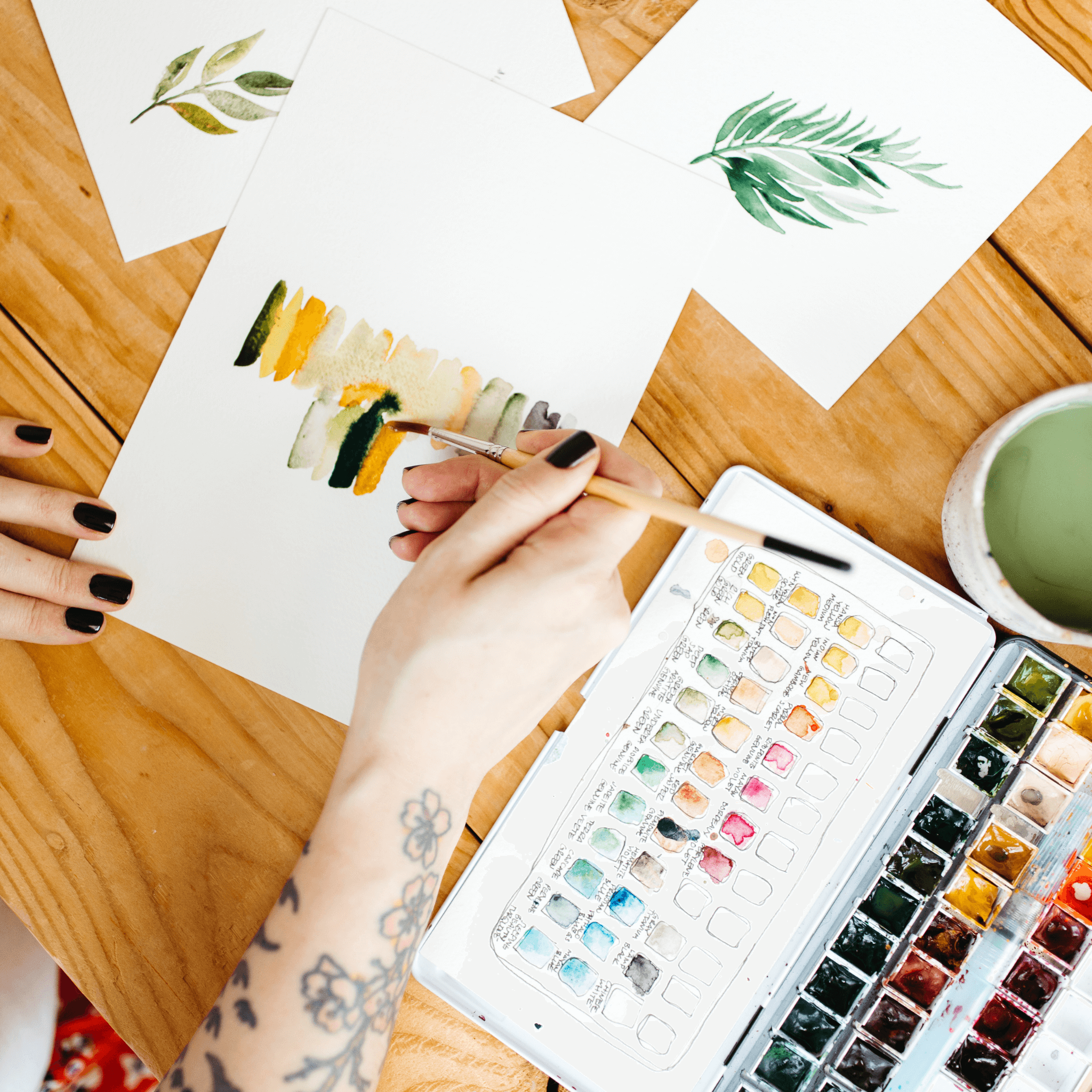Meditative watercolor swatches
