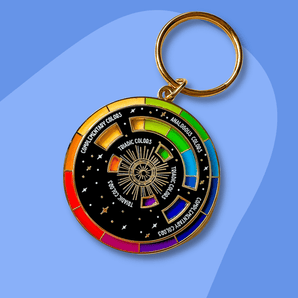 Black enamel color wheel keychain for artists