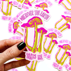 Neon mushroom vinyl sticker