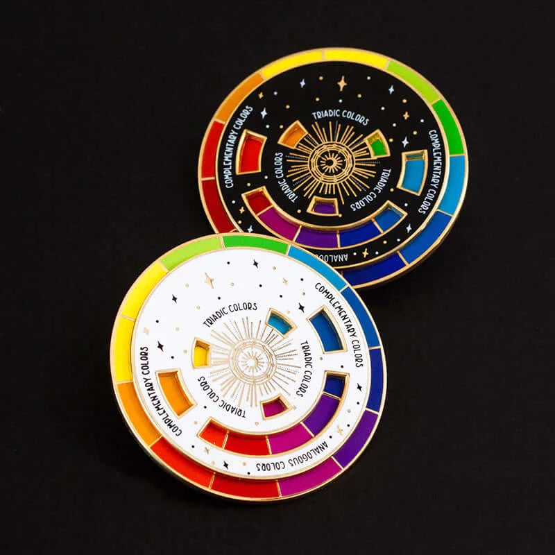 Interactive enamel pins with a color selector